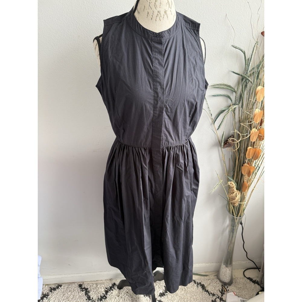 J.Crew Atrium Midi Dress in Black Size 12 button up‎ With Pocket